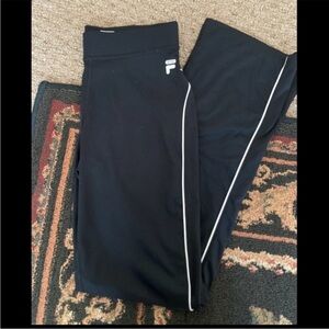 Fila Girls Black Leggings with White Piping